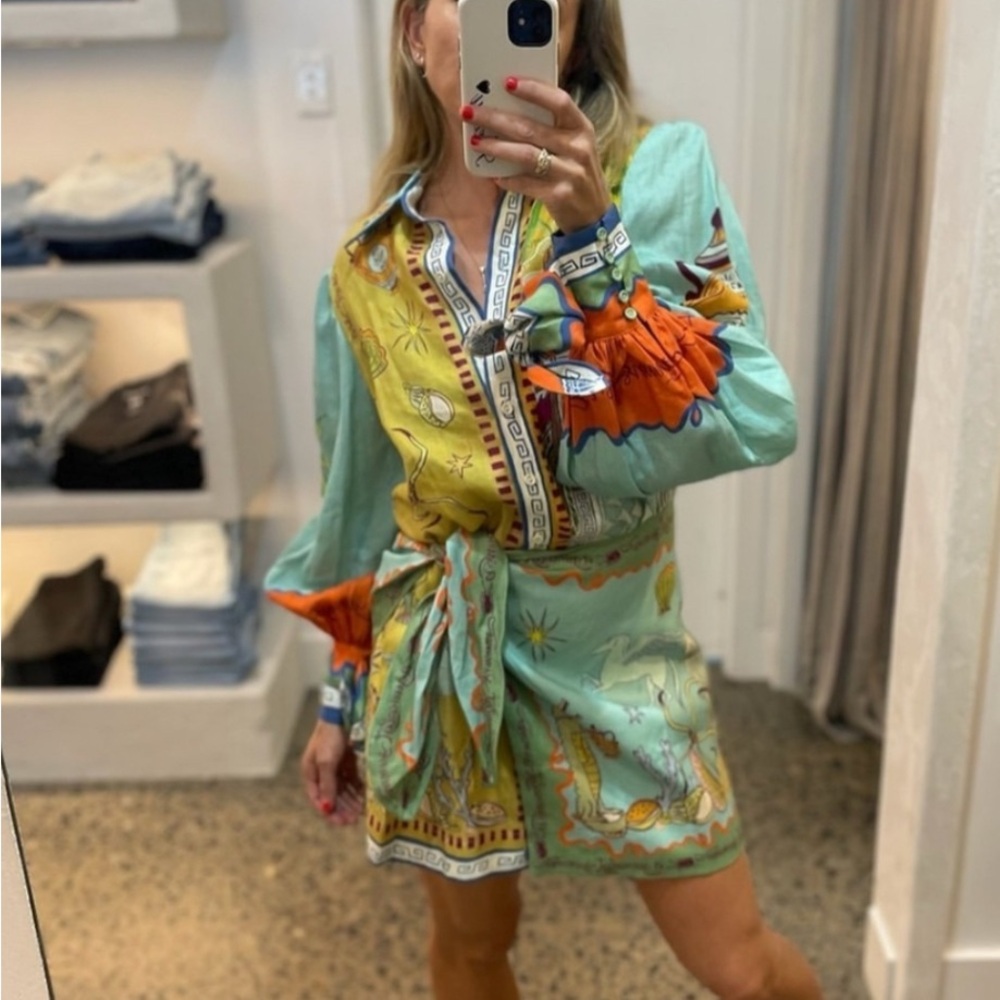 ALEMAIS Surrealist summer mini shirt dress